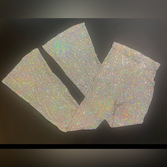 Holographic sequin flare pants - Picture 2 of 5